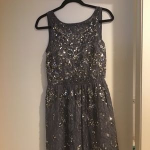 Gray Sequined Aidan Mattos Party Dress! size 4